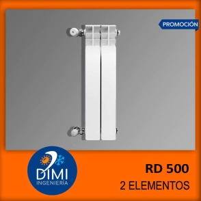 Radiador 2 elementos de aluminio inyectado RD 500 + kit de instalaci&oacute;n completo