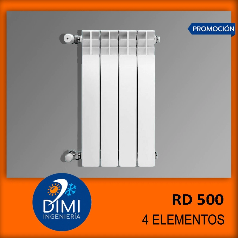 Radiador 4 elementos de aluminio inyectado RD 500 + kit de instalaci�n