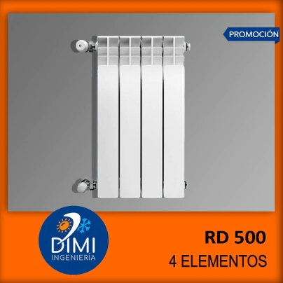 Radiador 4 elementos de aluminio inyectado RD 500 + kit de instalaci&oacute;n