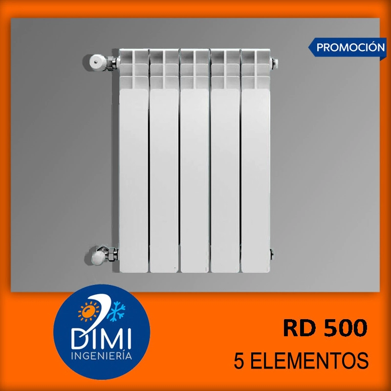 Radiador 5 elementos de aluminio inyectado RD 500 + kit de instalaci�n completo
