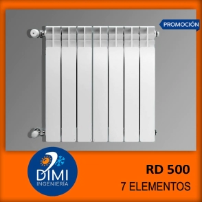 Radiador 7 elementos de aluminio inyectado RD 500 + kit de instalaci&oacute;n completo