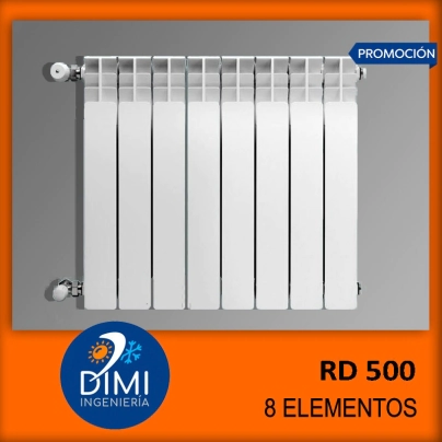 Radiador 8 elementos de aluminio inyectado RD 500 + kit de instalaci&oacute;n completo