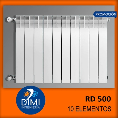 Radiador 10 elementos de aluminio inyectado RD 500 + kit de instalaci&oacute;n completo