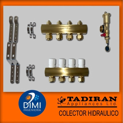 Colector 4 + 4 Tadir&aacute;n con soporte, adaptadores y un purgador
