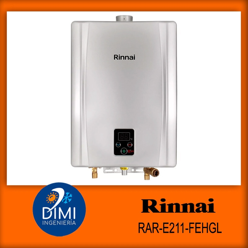 Calef�n a gas de alta producci�n Rinnai 21L/minuto Digital - TF GLP - Plata -