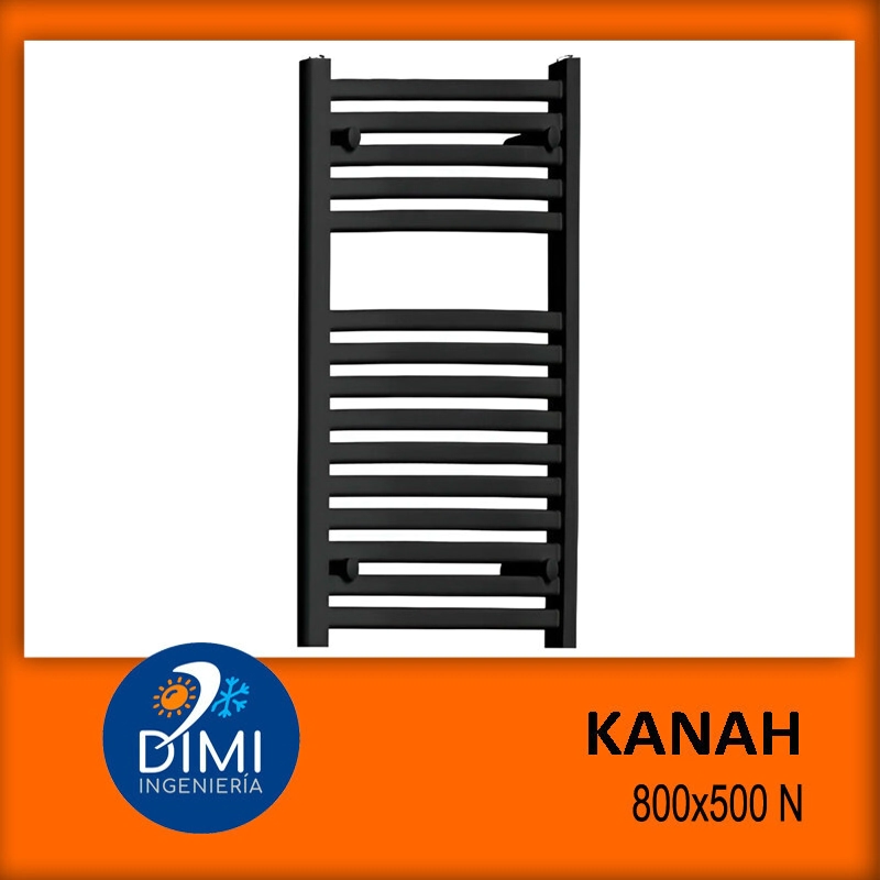 Toallero radiador Kanah Negro 800x500mm (450 mm entre ejes)