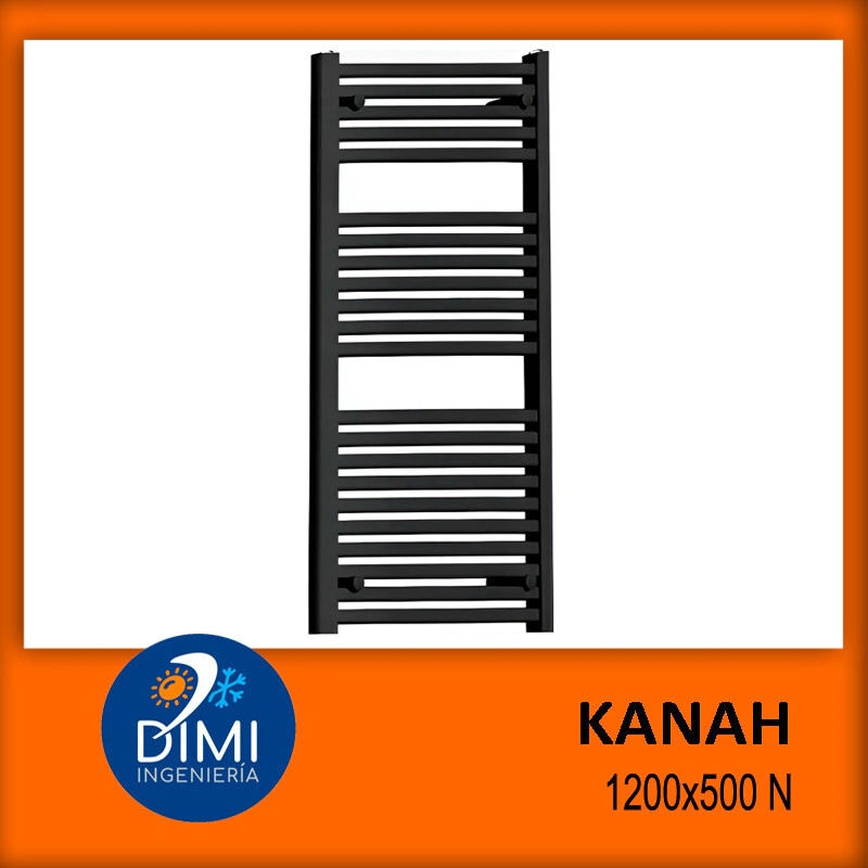 Toallero radiador Kanah Negro 1200x500mm (450 mm entre ejes)