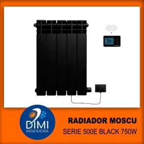 Radiador electrico Moscu Serie500 Negro 750W + Termostato