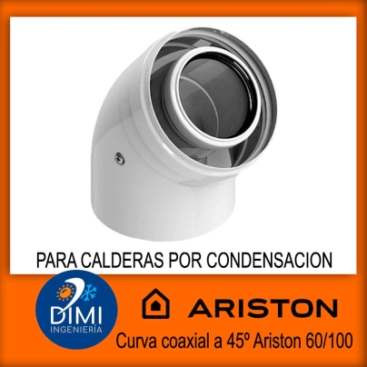 Curva coaxial a 45&deg; Ariston 60/100 para condensacion.