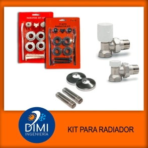 Radiador 2 elementos de aluminio inyectado RD 500 + kit de instalaci&oacute;n completo